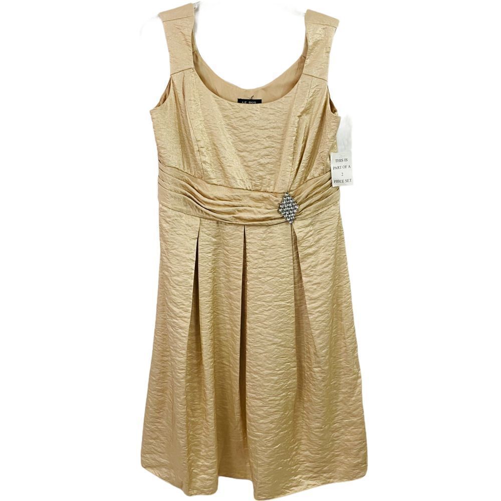 Le Bos Tan/Gold Shimmer Sleeveless Dress Size 10